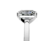Solitaire Engagement Ring Setting for Emerald Cut Center with Basket Rail and Prong Head in Sterling Silver