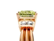 Solitaire Engagement Ring Setting for Fancy Yellow Radiant Cut Center with Grooved Bar Accent Band and Prong Head in Rose Gold