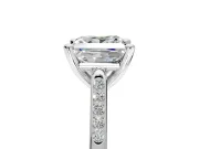 Solitaire Engagement Ring Setting for Princess Cut Center with Channel Accents and Prong Head in Sterling Silver