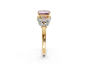 Leaf Cluster Engagement Ring Setting for Fancy Pink Princess Cut Center with Marquise Accents and Prong Head in Yellow Gold