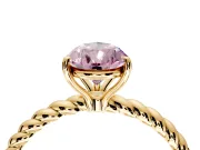 Solitaire Engagement Ring Setting for Fancy Pink Pear-Shaped Center with Plain Twisted Rope Band and Prong Head in Yellow Gold