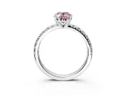 Solitaire Engagement Ring Setting for Fancy Pink Oval Center with Large Accents and Prong Head in Sterling Silver