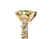Solitaire Engagement Ring Setting for Fancy Yellow Pear-Shaped Center with Trailing Leaf Accent Band and Prong Head in Yellow Gold