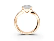 Bezel Engagement Ring Setting for Asscher Cut Center with Wide Channel-Set Band and Bezel Head in Rose Gold