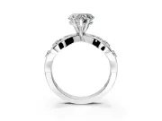 Solitaire Engagement Ring Setting for Heart-Shaped Center with Criss-Cross Accent Band and Prong Head in Sterling Silver