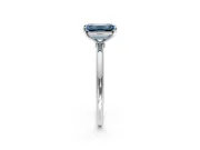 Solitaire Engagement Ring Setting for Fancy Blue Emerald Cut Center with Straight Thin Band and Prong Head in White Gold