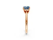Solitaire Engagement Ring Setting for Fancy Blue Cushion Cut Center with Knife Ridge Band and Claw Prong Head in Rose Gold