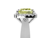 Halo Engagement Ring Setting for Fancy Yellow Princess Cut Center with Square Band and Prong Head in White Gold