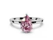 Solitaire Engagement Ring Setting for Fancy Pink Pear-Shaped Center with Plain Band and Tulip Prong Head in Platinum
