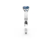 Solitaire Engagement Ring Setting for Fancy Blue Cushion Cut Center with Carved Leaf Shoulders and Prong Head in Platinum