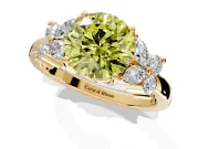 Floral Engagement Ring Setting for Fancy Yellow Round Cut Center with Marquise Cluster Shoulders and Prong Head in Yellow Gold