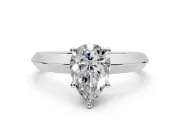 Solitaire Engagement Ring Setting for Pear-Shaped Center with Wide Knife Ridge Band and Prong Head in Platinum