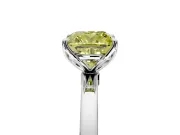 Solitaire Engagement Ring Setting for Fancy Yellow Cushion Cut Center with Thin Rounded Plain Band and Prong Head in White Gold