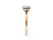 Solitaire Engagement Ring Setting for Fancy Blue Princess Cut Center with Plain Band, Open Basket and Prong Head in Rose Gold