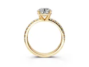 Solitaire Engagement Ring Setting for Round Cut Center with Large Accents and Prong Head in Yellow Gold