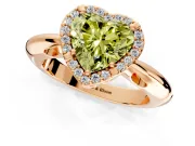 Halo Engagement Ring Setting for Fancy Yellow Heart-Shaped Center with Tapered Plain Band and Prong Head in Rose Gold