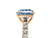 Solitaire Engagement Ring Setting for Fancy Blue Princess Cut Center with Large Accent Band and Prong Head in Rose Gold