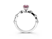 Solitaire Engagement Ring Setting for Fancy Pink Emerald Cut Center with Bezel Station Band and Prong Head in Platinum