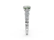 Solitaire Engagement Ring Setting for Fancy Green Princess Cut Center with Pave Cathedral Shoulders and Prong Head in Sterling Silver