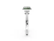 Cluster Engagement Ring Setting for Fancy Green Princess Cut Center with Milgrain Shoulder Clusters and Prong Head in Platinum