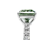 Solitaire Engagement Ring Setting for Fancy Green Princess Cut Center with Large Accent Band and Prong Head in Platinum