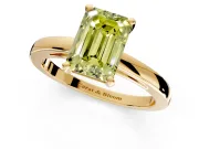 Solitaire Engagement Ring Setting for Fancy Yellow Emerald Cut Center with Basket Rail and Prong Head in Yellow Gold