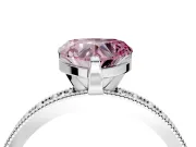 Milgrain Pave Engagement Ring Setting for Fancy Pink Heart-Shaped Center with Accent Band and Prong Head in Platinum