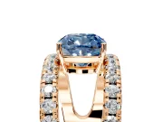 Solitaire Engagement Ring Setting for Fancy Blue Cushion Cut Center with Wide-Open Split Shank and Prong Head in Rose Gold