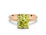 Solitaire Engagement Ring Setting for Fancy Yellow Radiant Cut Center with Wide Knife Ridge Band and Prong Head in Rose Gold