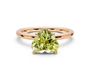 Hidden Halo Engagement Ring Setting for Fancy Yellow Heart-Shaped Center with Thin Rounded Band and Prong Head in Rose Gold