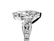 3 Stone Engagement Ring Setting for Marquise Center with Crossover Basket, Pave Band and Prong Head in Sterling Silver