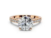 Solitaire Engagement Ring Setting for Round Cut Center with Crossover Accents and Prong Head in Rose Gold