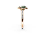 Halo Engagement Ring Setting for Fancy Green Heart-Shaped Center with Raised Halo, Pave Band and Prong Head in Rose Gold