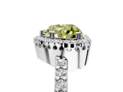 Halo Engagement Ring Setting for Fancy Yellow Heart-Shaped Center with Inner Milgrain Border and Prong Head in Platinum