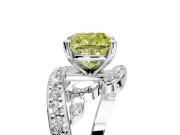 Solitaire Engagement Ring Setting for Fancy Yellow Cushion Cut Center with Pave Bypass Twist Band and Prong Head in Sterling Silver