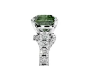 Solitaire Engagement Ring Setting for Fancy Green Cushion Cut Center with Crossover Accents and Prong Head in Platinum