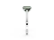 Solitaire Engagement Ring Setting for Fancy Green Asscher Cut Center with Tapered Shoulders and Prong Head in White Gold