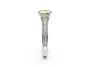 Solitaire Engagement Ring Setting for Fancy Yellow Princess Cut Center with Pave Rail Split Shank and Prong Head in Sterling Silver