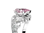 Solitaire Engagement Ring Setting for Fancy Pink Pear-Shaped Center with Pave Bypass Twist Band and Prong Head in Platinum