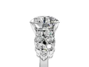 Cluster Engagement Ring Setting for Round Cut Center with 2-Row Shoulder Clusters and Prong Head in Sterling Silver