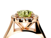 Halo Engagement Ring Setting for Fancy Yellow Round Cut Center with Square Band and Prong Head in Rose Gold