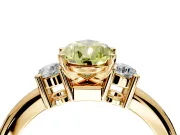 3 Stone Engagement Ring Setting for Fancy Yellow Pear-Shaped Center with Wide Plain Band and Prong Head in Yellow Gold