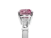 3 Stone Engagement Ring Setting for Fancy Pink Cushion Cut Center with Baguette Accents and Prong Head in White Gold