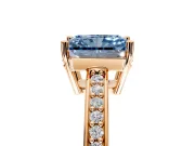 Solitaire Engagement Ring Setting for Fancy Blue Radiant Cut Center with Channel-Set Accent Band and Prong Head in Rose Gold