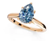 Solitaire Engagement Ring Setting for Fancy Blue Pear-Shaped Center with Narrow Cathedral Band and Prong Head in Rose Gold
