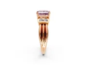 Solitaire Engagement Ring Setting for Fancy Pink Princess Cut Center with Grooved Bar Accent Band and Prong Head in Rose Gold