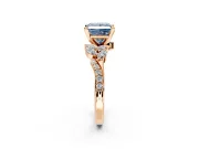 Solitaire Engagement Ring Setting for Fancy Blue Princess Cut Center with Marquise Accent Twist Band and Prong Head in Rose Gold
