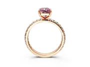 Solitaire Engagement Ring Setting for Fancy Pink Radiant Cut Center with Shared-Prong Accents and Prong Head in Rose Gold