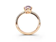Solitaire Engagement Ring Setting for Fancy Pink Marquise Center with Multi-Row Pave Accents and Basket Head in Rose Gold