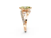 Solitaire Engagement Ring Setting for Fancy Yellow Marquise Center with Pave Bypass Twist Band and Prong Head in Rose Gold